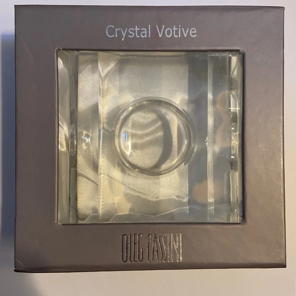 Crystal votive candle holder. Oleg Cassini. EUC. Original box. - Picture 1 of 6